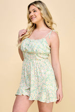 Load image into Gallery viewer, PLUS SIZE TIE STRAP FLORAL ROMPER