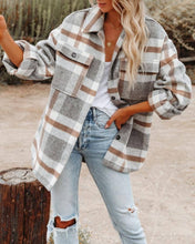 Load image into Gallery viewer, Women's Plaid Button Flannel Shirt Jacket