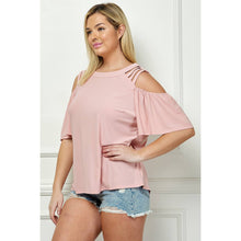 Load image into Gallery viewer, PLUS SIZE CAGE COLD SHOULDER TOP pink