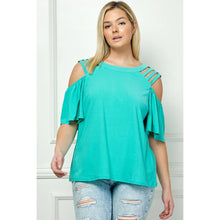 Load image into Gallery viewer, PLUS SIZE CAGE COLD SHOULDER TOP pink