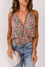 Load image into Gallery viewer, Multicolor Wrapped V Neck Floral Tank Crop Top: Multicolor