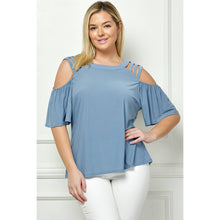 Load image into Gallery viewer, PLUS SIZE CAGE COLD SHOULDER TOP pink
