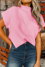 Load image into Gallery viewer, Fall Patch Pocket Rib Knit Short Sleeve Sweater*S-2XL