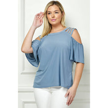 Load image into Gallery viewer, PLUS SIZE CAGE COLD SHOULDER TOP pink