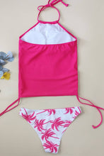 Load image into Gallery viewer, Coconut Tree Print Halter Ruched Tankini Set