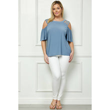 Load image into Gallery viewer, PLUS SIZE CAGE COLD SHOULDER TOP pink