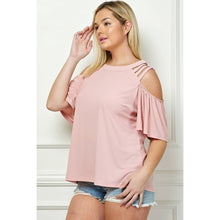 Load image into Gallery viewer, PLUS SIZE CAGE COLD SHOULDER TOP pink