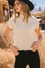 Load image into Gallery viewer, Fall Patch Pocket Rib Knit Short Sleeve Sweater*S-2XL