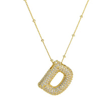 Load image into Gallery viewer, Initial Bubble 18K Gold Necklace