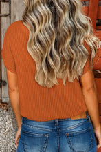 Load image into Gallery viewer, Fall Patch Pocket Rib Knit Short Sleeve Sweater*S-2XL