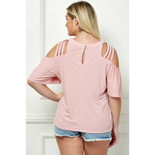Load image into Gallery viewer, PLUS SIZE CAGE COLD SHOULDER TOP pink