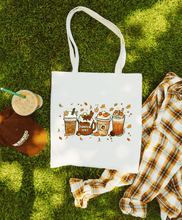 Load image into Gallery viewer, Fall Coffees Pumpkin Spice Autumn 100% Cotton Canvas Tote Bag