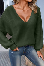 Load image into Gallery viewer, Grace Knot Back V Neck Puff Sleeve Sweater