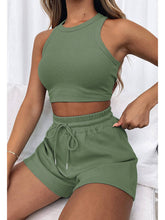 Load image into Gallery viewer, Solid Color Vest Casual Short Set For Women: Beige