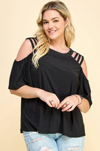 Load image into Gallery viewer, PLUS SIZE CAGE COLD SHOULDER TOP pink