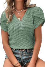 Load image into Gallery viewer, Klein Waffle Knit V-Neck Top Mist Green / S