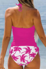 Load image into Gallery viewer, Coconut Tree Print Halter Ruched Tankini Set