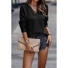 Load image into Gallery viewer, Causal V Neck Loose Fit Hoodie Top: BLACK / M