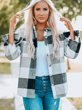 Load image into Gallery viewer, Plaid Color Block Buttoned Long Sleeve Jacket with Pocket pink