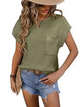 Load image into Gallery viewer, Crewneck Pocket Trim Top Short-Sleeved Sweater