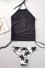 Load image into Gallery viewer, Coconut Tree Print Halter Ruched Tankini Set
