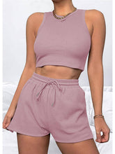 Load image into Gallery viewer, Solid Color Vest Casual Short Set For Women: Beige