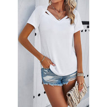 Load image into Gallery viewer, Solid Short Sleeves Loose Fit Cut Out Shirt: WHITE / M