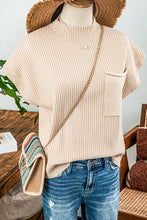 Load image into Gallery viewer, Fall Patch Pocket Rib Knit Short Sleeve Sweater*S-2XL