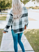 Load image into Gallery viewer, Plaid Color Block Buttoned Long Sleeve Jacket with Pocket pink