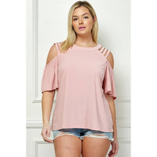 Load image into Gallery viewer, PLUS SIZE CAGE COLD SHOULDER TOP pink