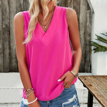 Load image into Gallery viewer, V NECK SOLID COLOR SLEEVELESS CASUAL BLOUSE