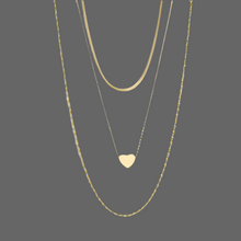 Load image into Gallery viewer, 18K Gold Heart Layered Necklace Set