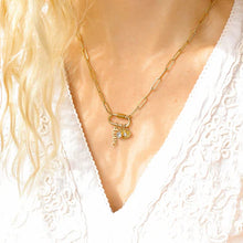 Load image into Gallery viewer, 18K Gold Stainless Steel Carabiner Love Charm Paperclip Necklace