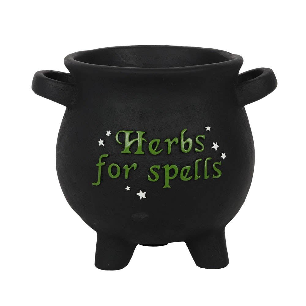 Pacific Giftware Terracotta Herbs for Spells Cauldron Indoor Garden Planter Matte Black 7” Tall