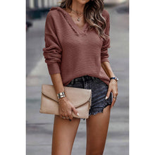 Load image into Gallery viewer, Causal V Neck Loose Fit Hoodie Top: BLACK / M