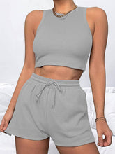 Load image into Gallery viewer, Solid Color Vest Casual Short Set For Women: Beige