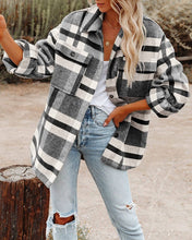 Load image into Gallery viewer, Women's Plaid Button Flannel Shirt Jacket