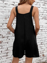 Load image into Gallery viewer, Black Shoulder Strap Pocket Textured Romper: Black