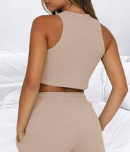 Load image into Gallery viewer, Solid Color Vest Casual Short Set For Women: Beige