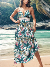 Load image into Gallery viewer, Plant Print Camisole Holiday Dress: White