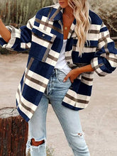 Load image into Gallery viewer, Women's Plaid Button Flannel Shirt Jacket