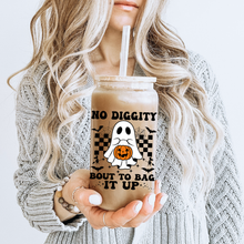 Load image into Gallery viewer, No Diggity Bout to Bag it Up Halloween 16oz Libbey Glass Can Tumbler