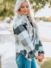 Load image into Gallery viewer, Plaid Color Block Buttoned Long Sleeve Jacket with Pocket pink