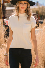 Load image into Gallery viewer, Fall Patch Pocket Rib Knit Short Sleeve Sweater*S-2XL