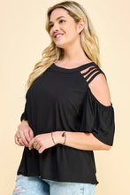 Load image into Gallery viewer, PLUS SIZE CAGE COLD SHOULDER TOP pink