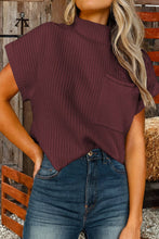 Load image into Gallery viewer, Fall Patch Pocket Rib Knit Short Sleeve Sweater*S-2XL