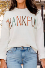 Load image into Gallery viewer, Thankful Letter Embroidered Knit Sweater