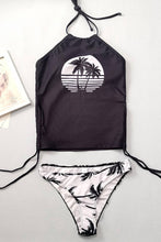 Load image into Gallery viewer, Coconut Tree Print Halter Ruched Tankini Set