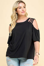 Load image into Gallery viewer, PLUS SIZE CAGE COLD SHOULDER TOP pink