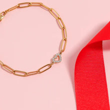 Load image into Gallery viewer, 18K Gold Stainless Steel Stone Heart Paperclip Chain Bracelet